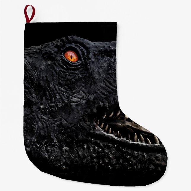 Trex Dinosaur Head Dark Poster Large Christmas Stocking (Front)