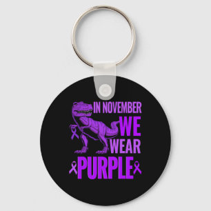 Trex Dinosaur In November We Wear Purple Epilepsy Keychain