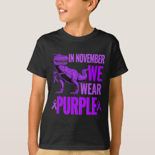 Trex Dinosaur In November We Wear Purple Epilepsy T-Shirt