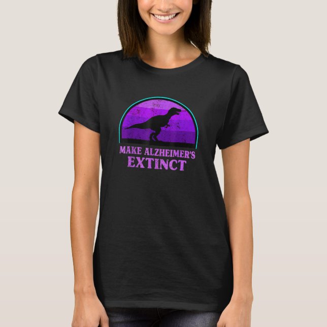 Trex Dinosaur Make Alzheimers Extinct Awareness Ki T-Shirt (Front)