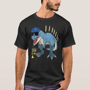 Trex Dinosaur Menorah Hanukkah Chanukah Jewish Boy T-Shirt