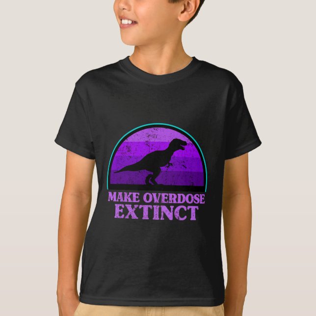 Trex Dinosaur Purple Make Overdose Extinct Awarene T-Shirt (Front)