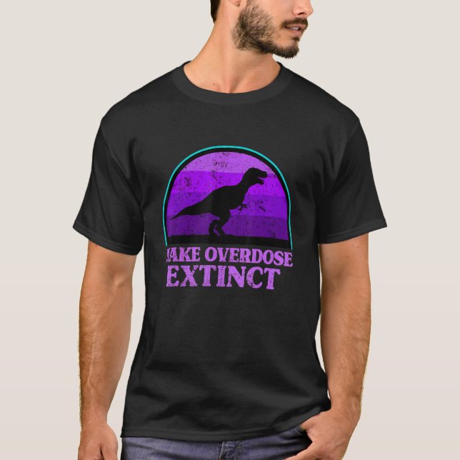 Trex Dinosaur Purple Make Overdose Extinct Awarene T-Shirt (Front)
