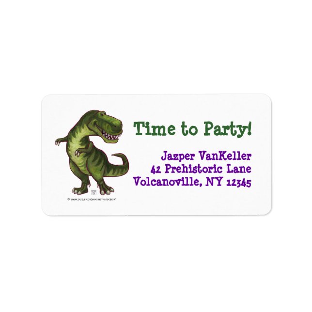 TRex Dinosaur, Time to Party Address Labels (Front)