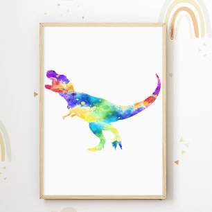 Trex Imprimer Dinosaure Coloré Poster de salle pou