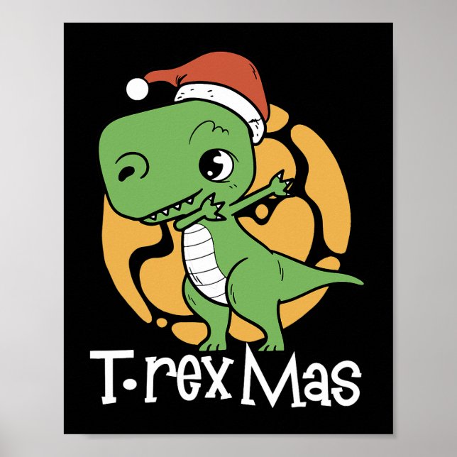 TRex Mas Christmas dinosaur Poster (Front)