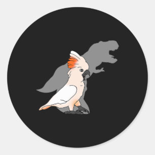TRex Moluccan Cockatoo Shadow Dinosaur Bird Lover Classic Round Sticker