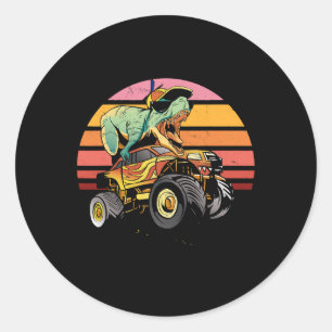 Trex Monster Truck Boys Dinosaur 2 Classic Round Sticker