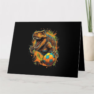 TRex Playing Soccer Funny Dinosaur Soccer Player C Card