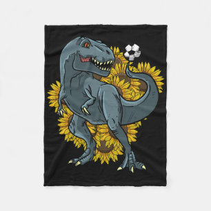 Trex Playing Soccer Sunflower Funny Footbyll Dinos Fleece Blanket