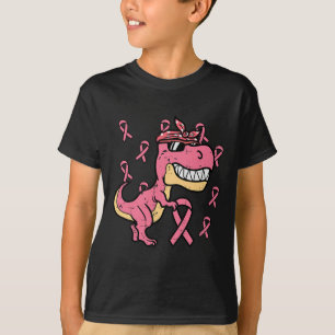 Trex Ribbon Breast Cancer Awareness Boys Girls Kid T-Shirt