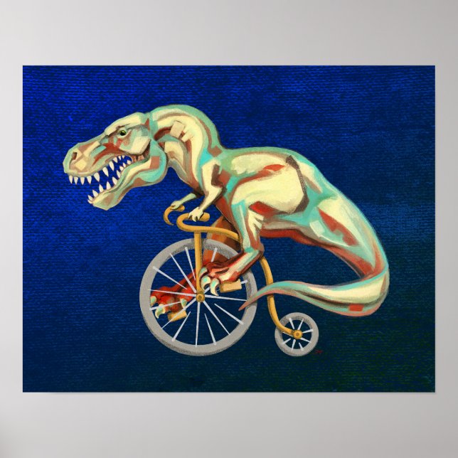 TRex Riding a Bicycle Poster (Front)