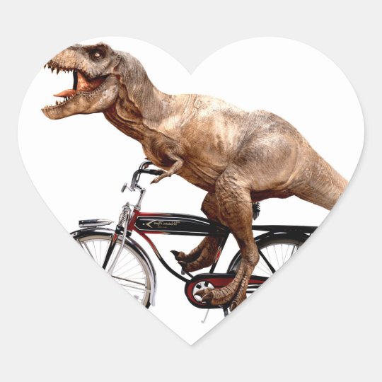 Trex riding bike heart sticker