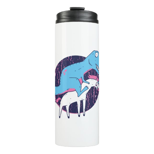 Trex Riding Unicorn Thermal Tumbler (Front)