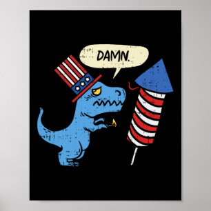 Trex Short Hands Firecracker Funny Firework 4th Of Poster