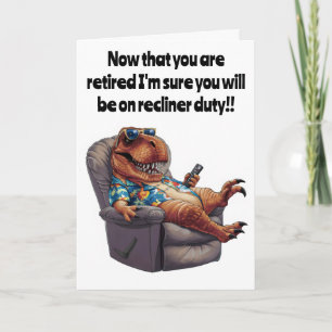 Trex sitting in recliner holding remote control card