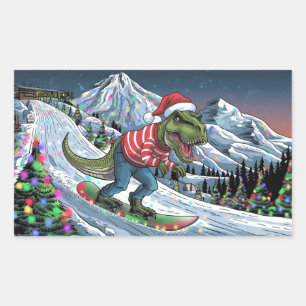 TRex snowboard on mountain psychedelic colours Sticker