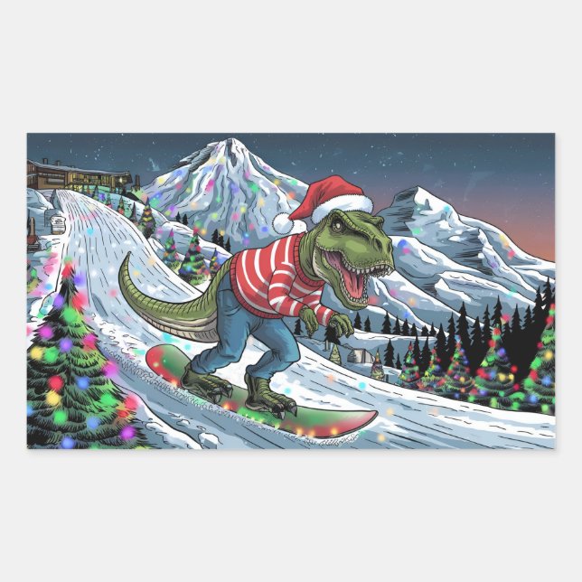 TRex snowboard on mountain psychedelic colours Sticker (Front)