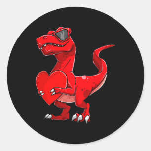 Trex Valentines Day Apparel Youth Toddler Boy Kid  Classic Round Sticker