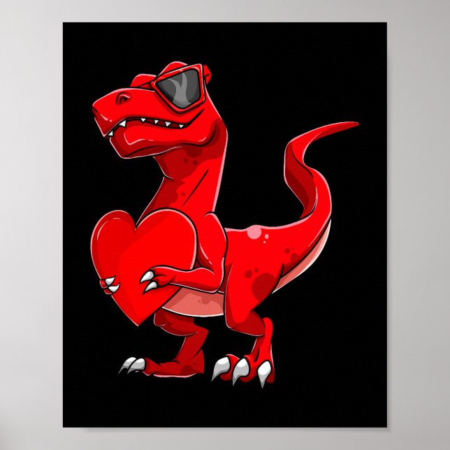 Trex Valentines Day Apparel Youth Toddler Boy Kid  Poster (Front)