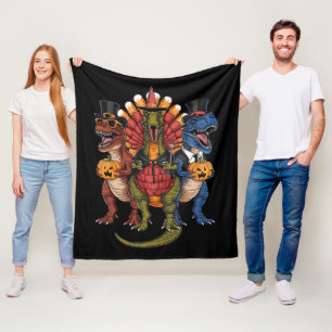 TRexgiving T-Rex Happy Thanksgiving Dinosaurs Fleece Blanket