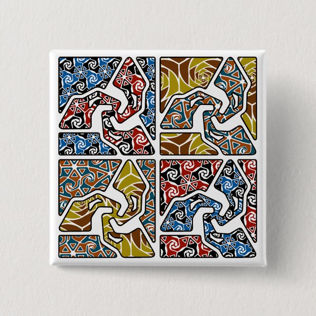 Tri-Arrows With Trippy Back Grounds 2 Inch Square Button (Front)