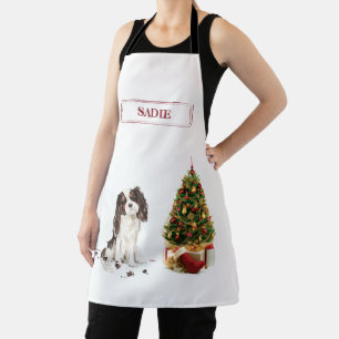 Tri-Color King Charles Spaniel Funny Christmas Dog Apron