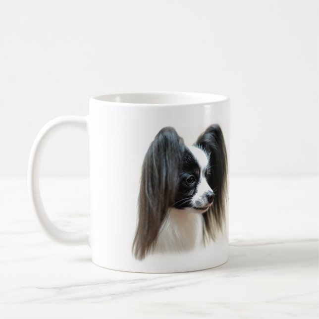 Tri-Color Papillon Dog Coffee Mug (Left)