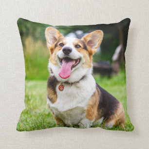 Tri Color Pembroke Welsh Corgi Puppy Dog Throw Pillow