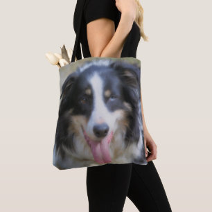 Tri Colour Border Collie Face Tote Bag