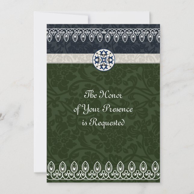 Tri-Colour Brocade Wedding Invitation (Front)