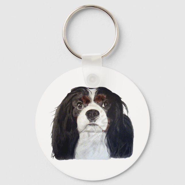 Tri Colour Cavalier King Charles Spaniel 2 Keychain (Front)