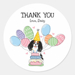 Tri Colour Cavalier King Charles Spaniel Birthday Classic Round Sticker