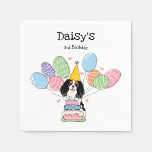 Tri Colour Cavalier King Charles Spaniel Birthday Napkin