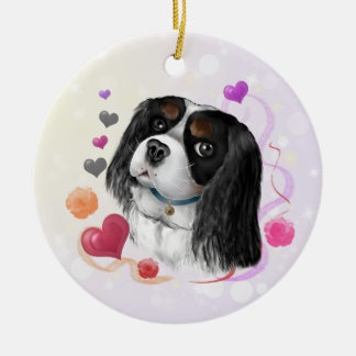 Tri-Colour Cavalier King Charles Spaniel  Ceramic Ornament