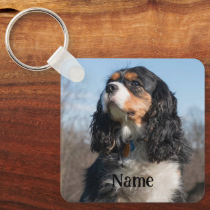 Tri Colour Cavalier King Charles Spaniel Dog Keychain