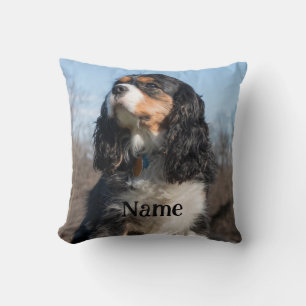Tri Colour Cavalier King Charles Spaniel Dog Throw Pillow