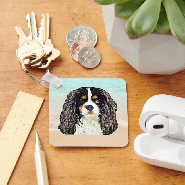 Tri-Colour Cavalier King Charles Spaniel Keychain (Desk)