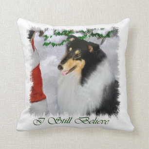 Tri Colour Collie Christmas Throw Pillow