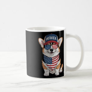 Tri Colour Corgi 4th Of July Us American Flag Dog  Coffee Mug