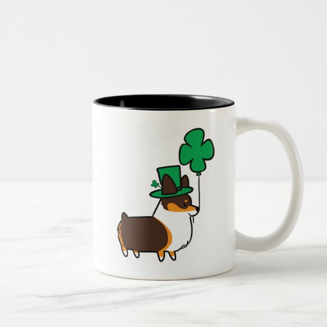 Tri-Colour Corgi Lucky Shamrock Mug | CorgiThings (Right)