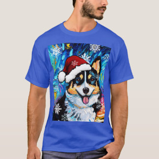Tri Colour Corgi Santa T-Shirt