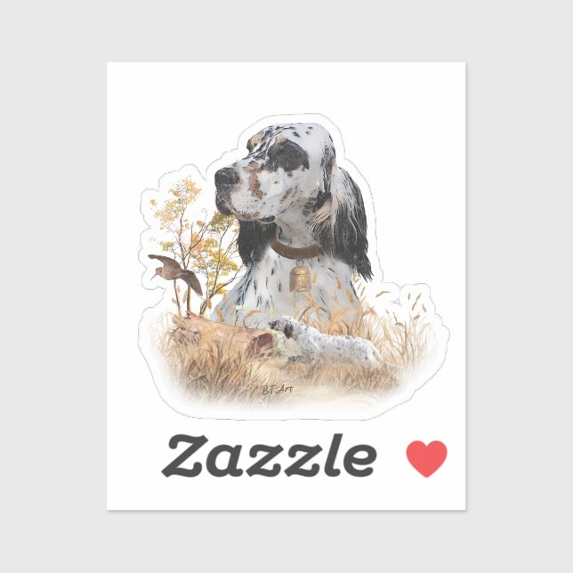 Tri Colour English Setter Art, woodcock Hunting (Sheet)