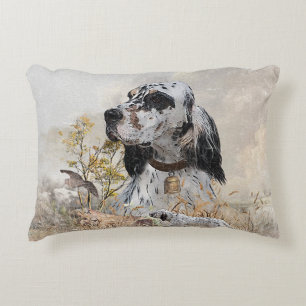 Tri Colour English Setter Art, woodcock Hunting Accent Pillow