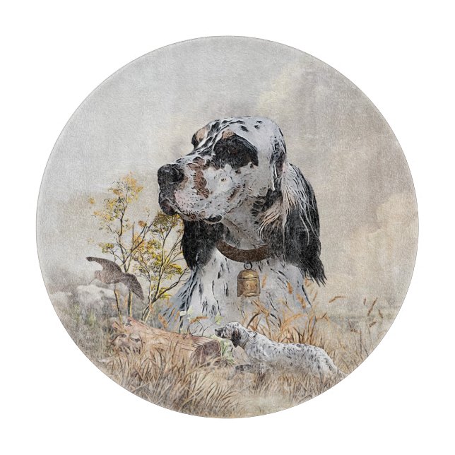 Tri Colour English Setter Art, woodcock Hunting Cutting Board (Front)