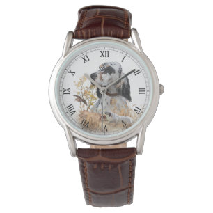 Tri Colour English Setter Art, woodcock Hunting Watch