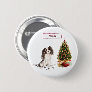 Tri-Colour King Charles Spaniel Funny Christmas Do 2 Inch Round Button