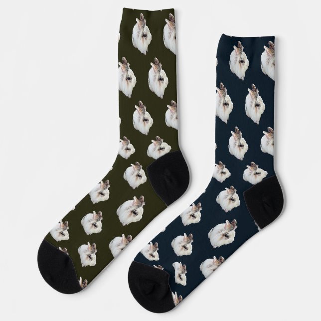 Tri-Colour Lionhead Rabbit Socks (Left)