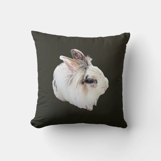Tri-Colour Lionhead Rabbit Throw Pillow (Front)