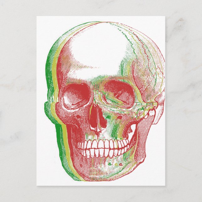 Tri-colour Rasta Skull Postcard (Front)